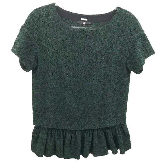 Tibi Detachable Peplum Top Womens XS Green Black Short Sleeve - Picture 1 of 7